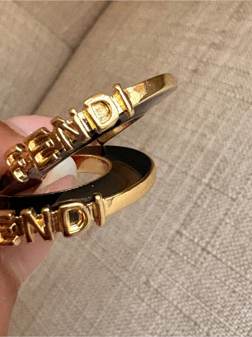 Fendi Black and Gold Logo Hoop Earrings - Picture 3 of 6